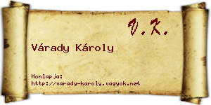 Várady Károly névjegykártya