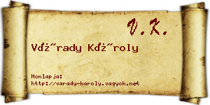 Várady Károly névjegykártya